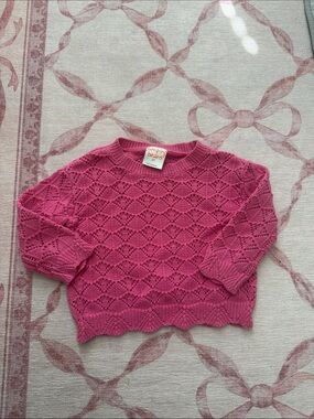 jumping beans raspberry pink openwork knit sweater